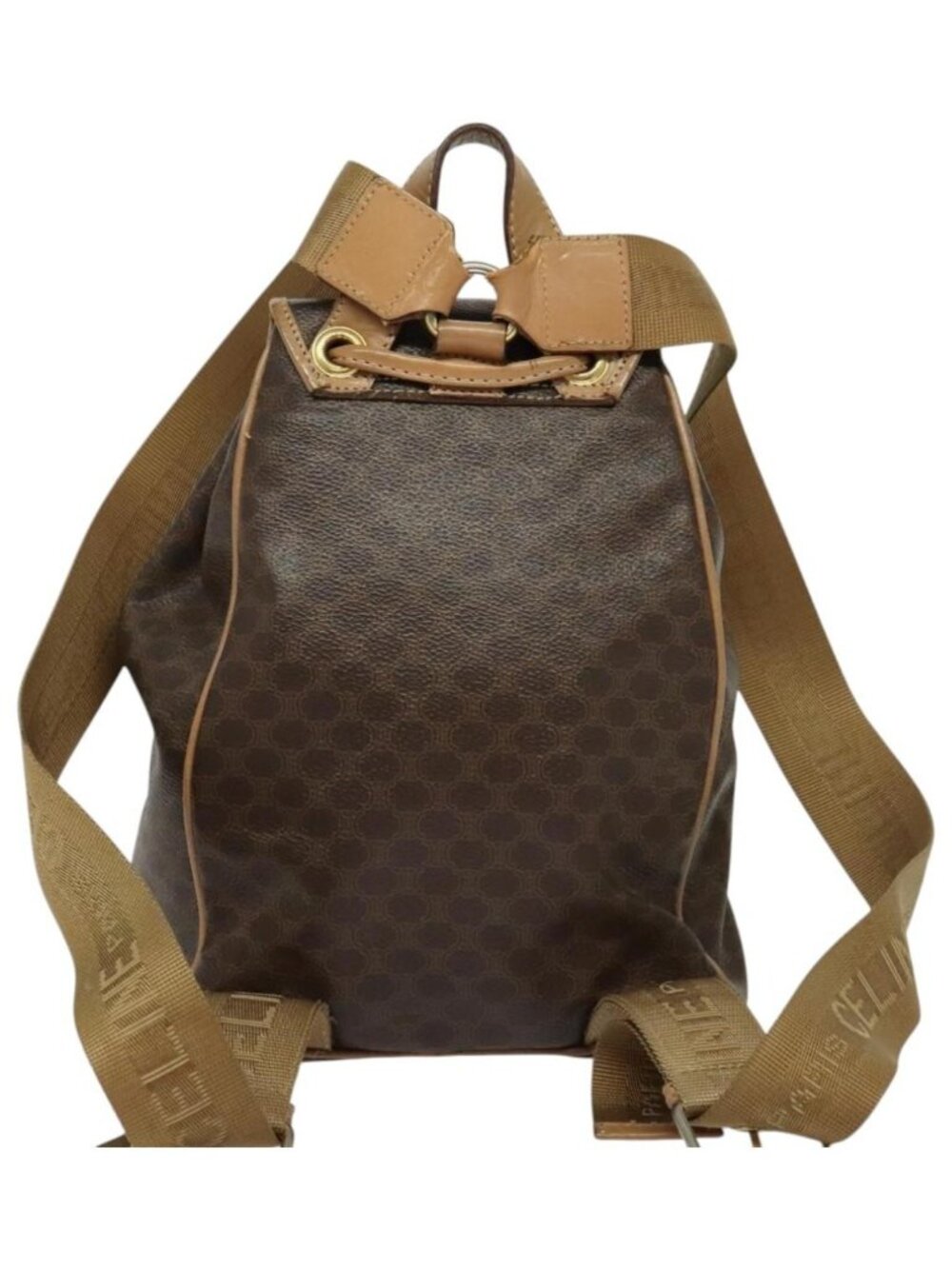 CELINE Macadam Canvas Backpack PVC Leather Brown Gold - Picture 2 of 16